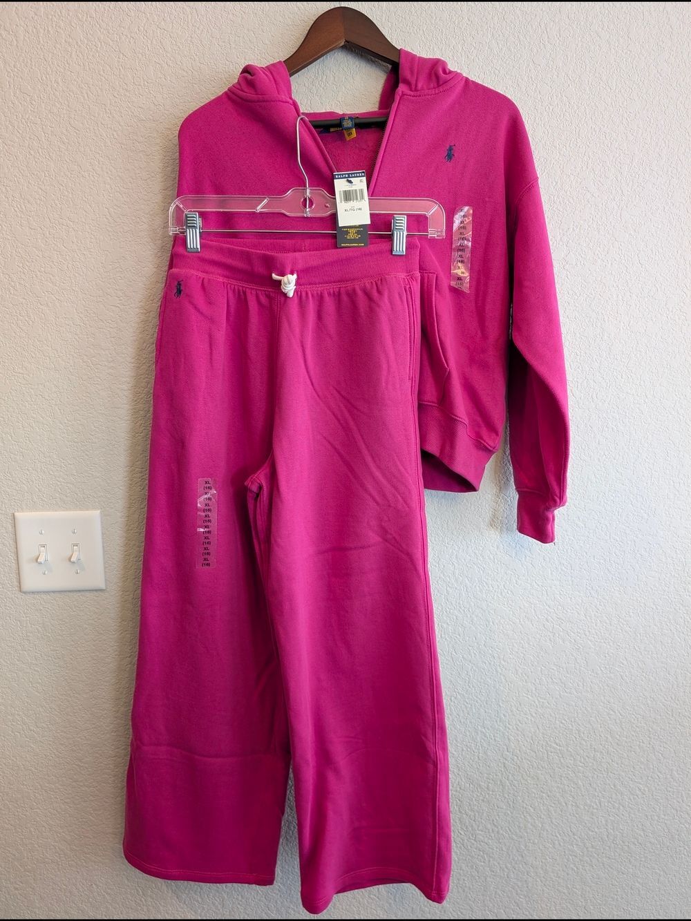 Ralph Lauren Kids Sz 16 or Women's XS/S Pink Hoodie & Sweatpants Set